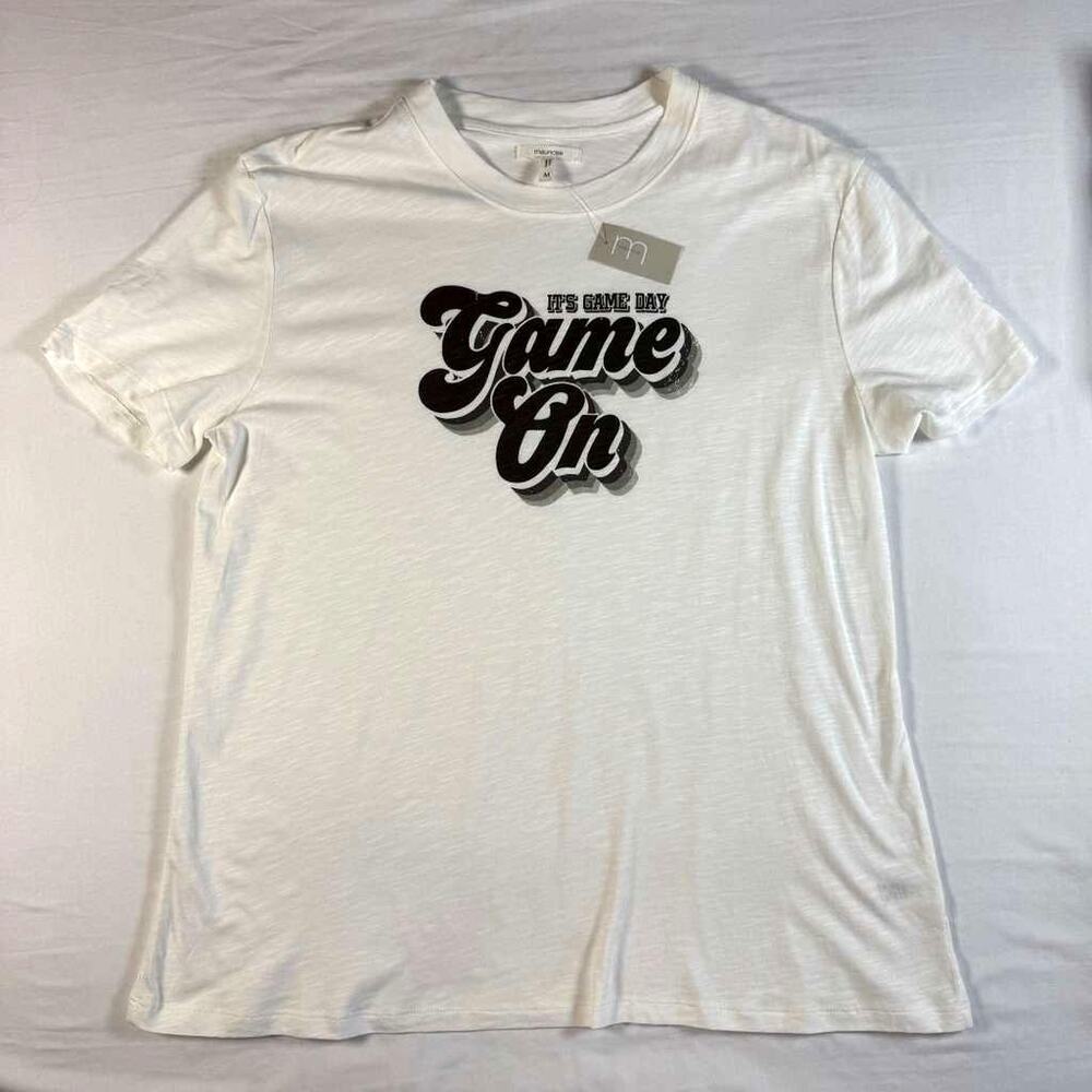 Maurices Game Day Game On Tee Women M White Oversized Graphic Shirt